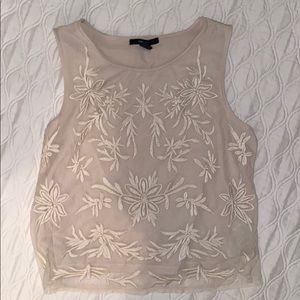 Cream beige embroidered shirt